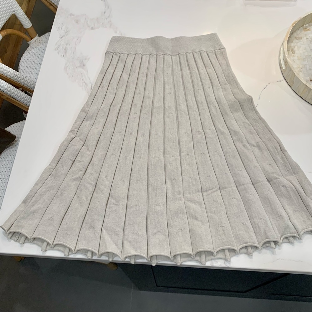 J Crew, Off white knot midi skirt.  Size L.